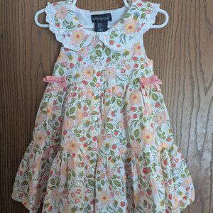 Cynthia Rowley Floral Button Lace Trim Collared Ruffled Sleeveless Dress -2T